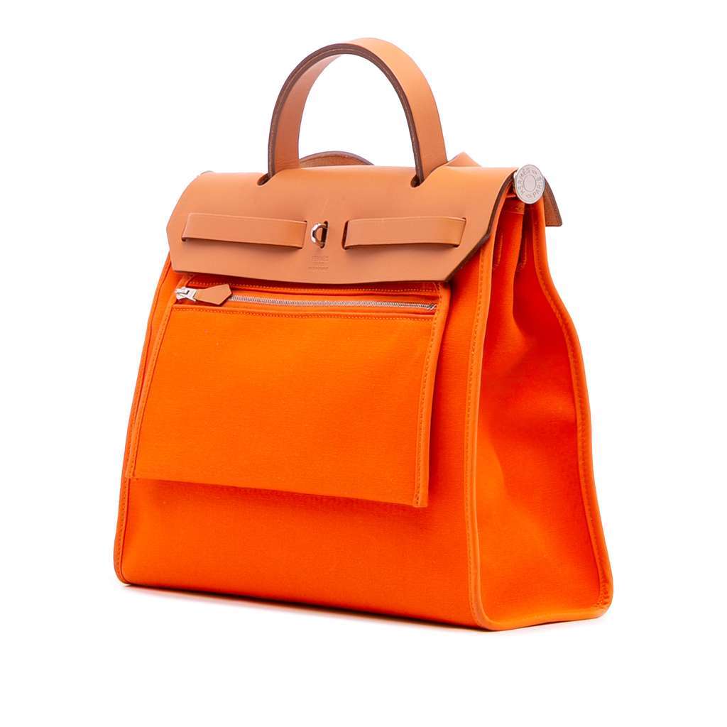 Hermès Toile Herbag Zip 31 Orange Canvas Good condition - Back View