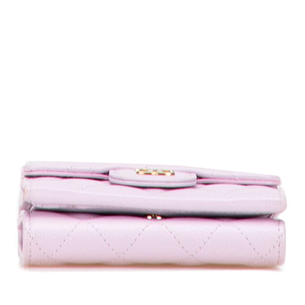 Chanel CC Quilted Caviar Compact Flap Wallet Pink Leather Good condition - Inside View