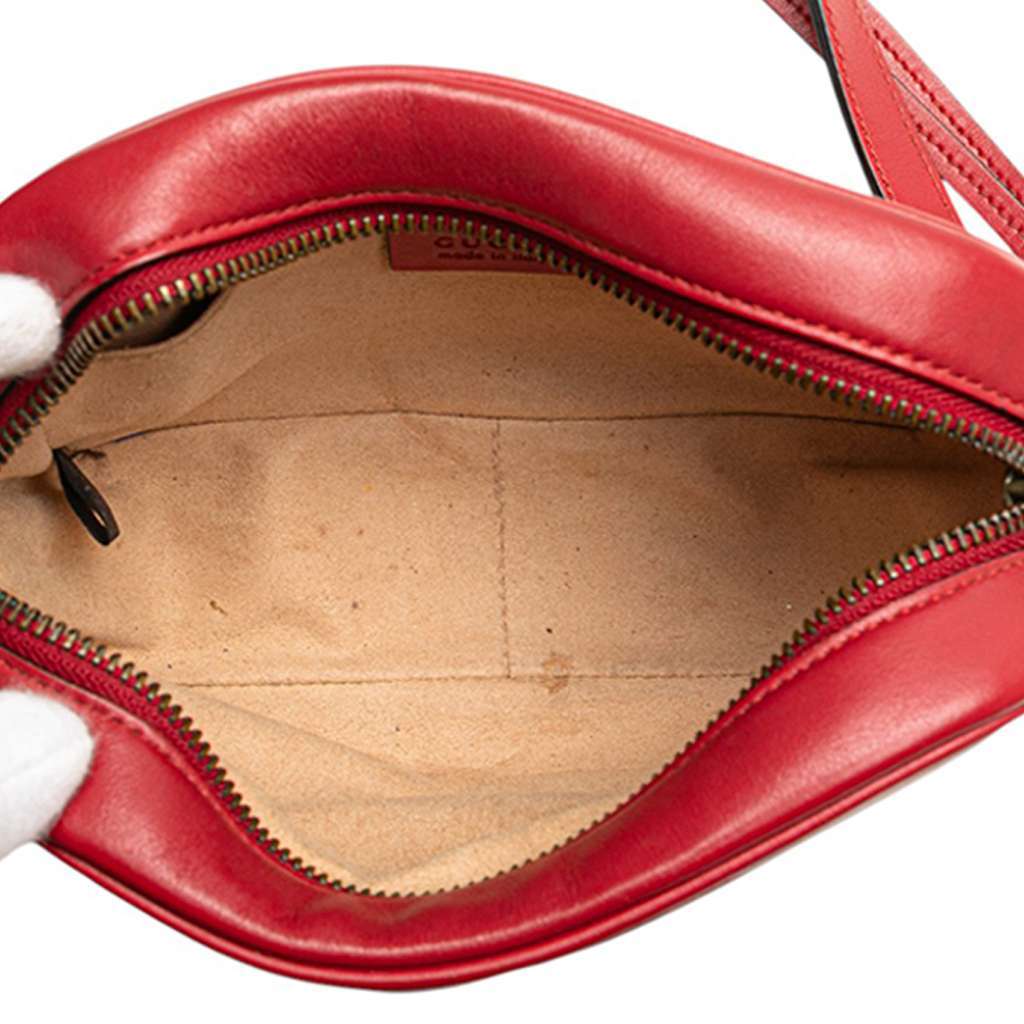 Gucci Mini GG Marmont Matelasse Leather Crossbody Red Leather Very good - Model View