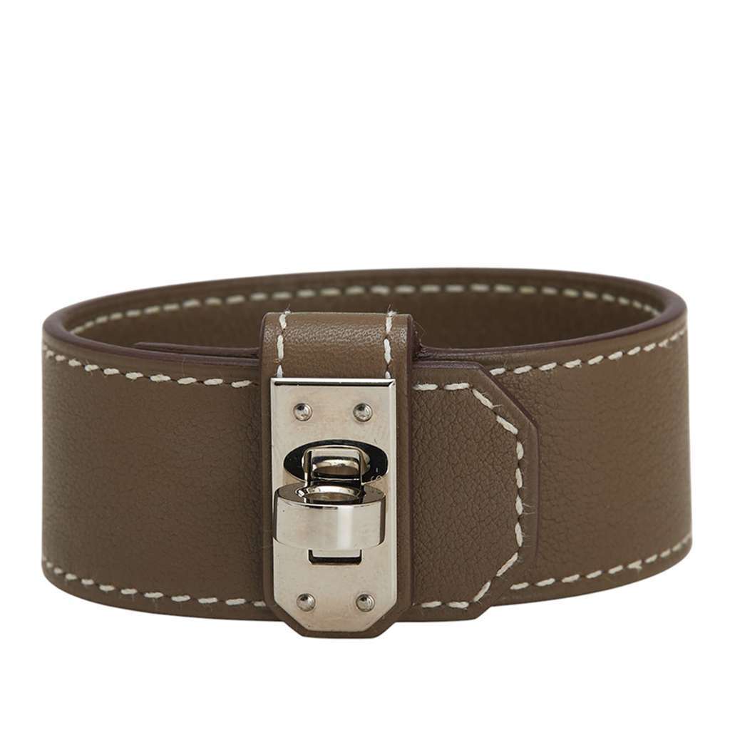 Hermès Small Chevre Chamkila Kelly Twist Bracelet Brown Leather Good condition - Front View