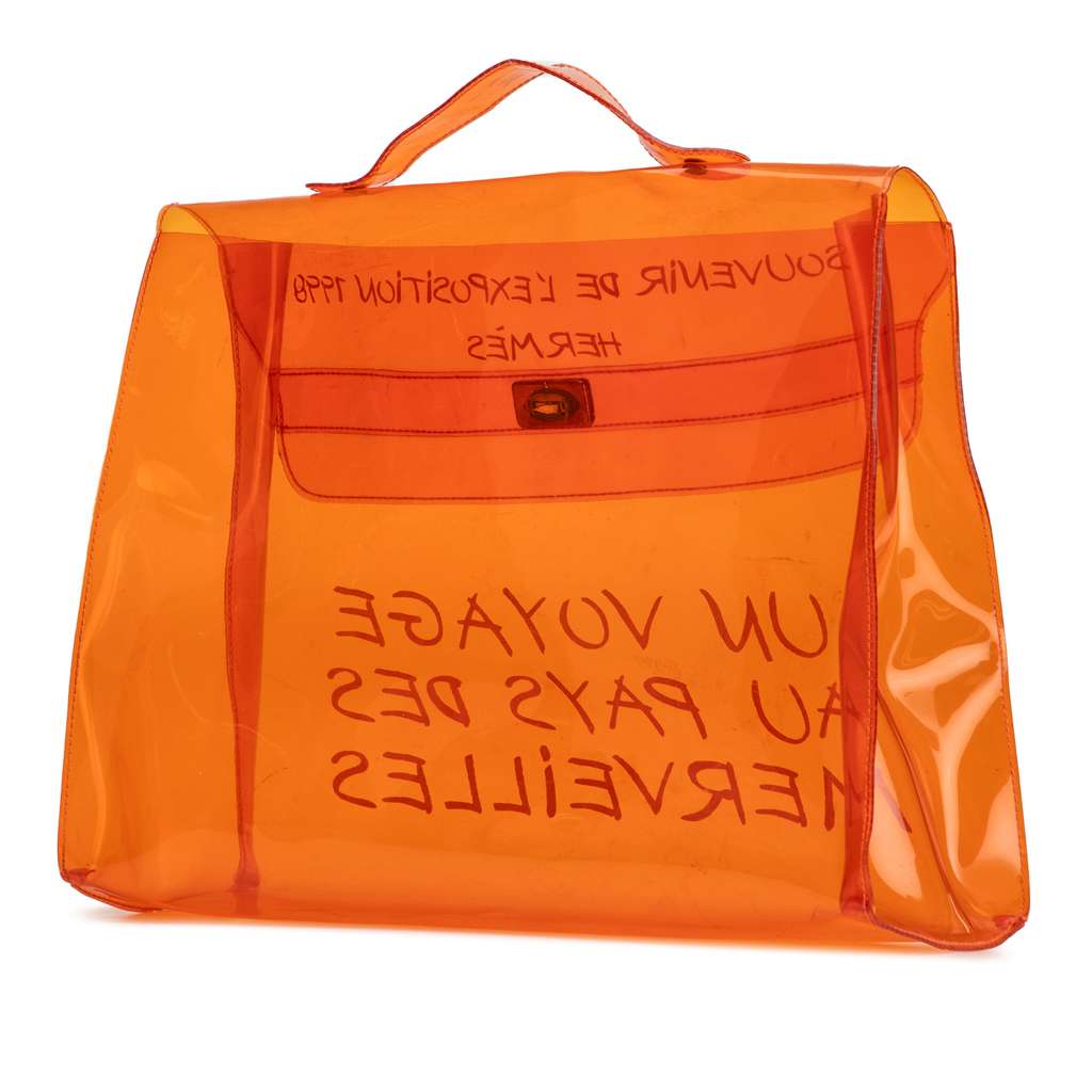 Hermès Vinyl Souvenir De L Exposition Kelly Handbag Orange Good condition - Back View