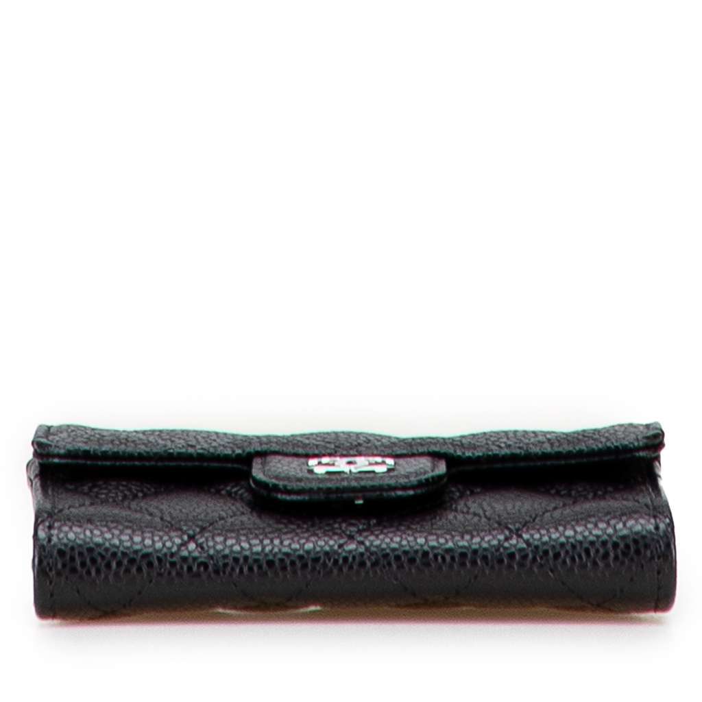 Chanel CC Quilted Caviar Flap Card Holder Wallet Black Leather Good - Inside View