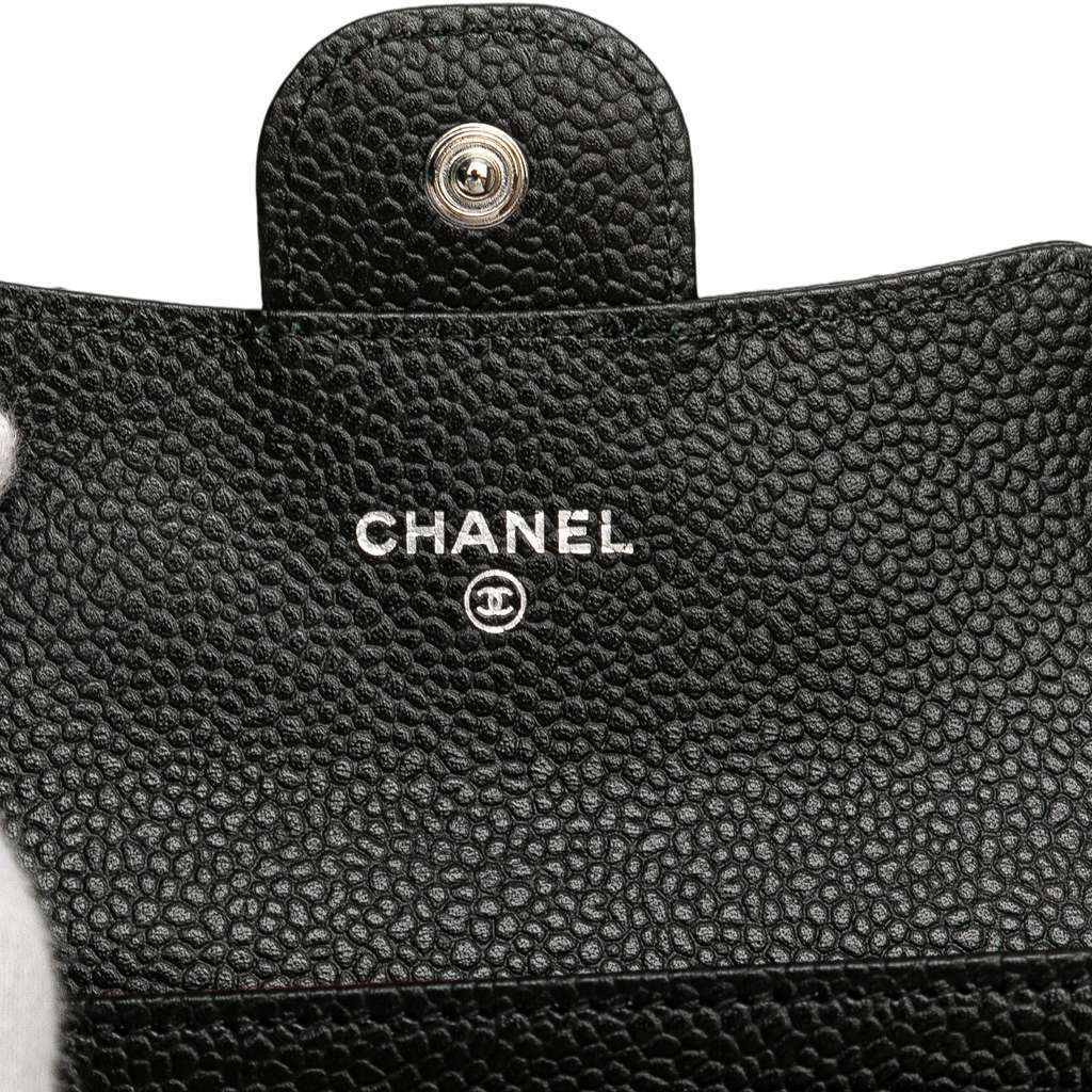 Chanel CC Quilted Caviar Flap Card Holder Wallet Black Leather Good - Box View