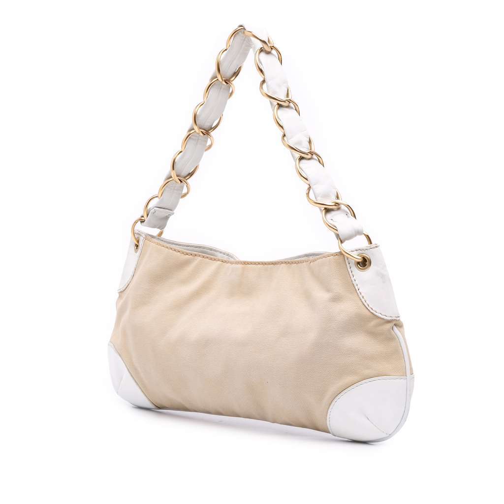 Chanel Canvas Olsen Shoulder Bag Brown Canvas Good - Back View