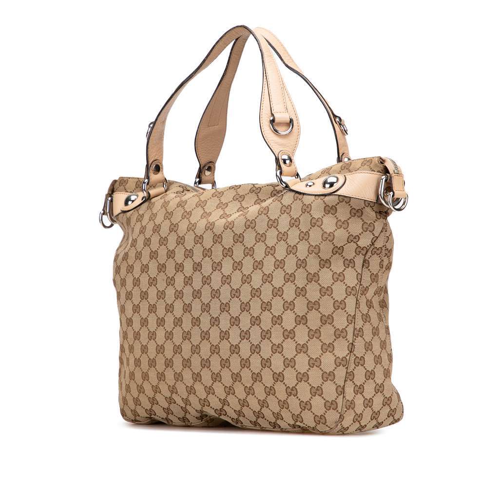 Gucci Large GG Canvas Icon Bit Satchel Brown Canvas Good condition - Back View