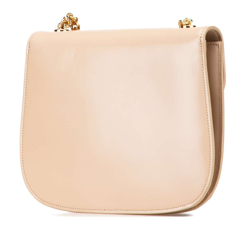 Celine Teen Shiny Calfskin Triomphe Besace Clea Chain Crossbody Brown Leather Very good - Back View
