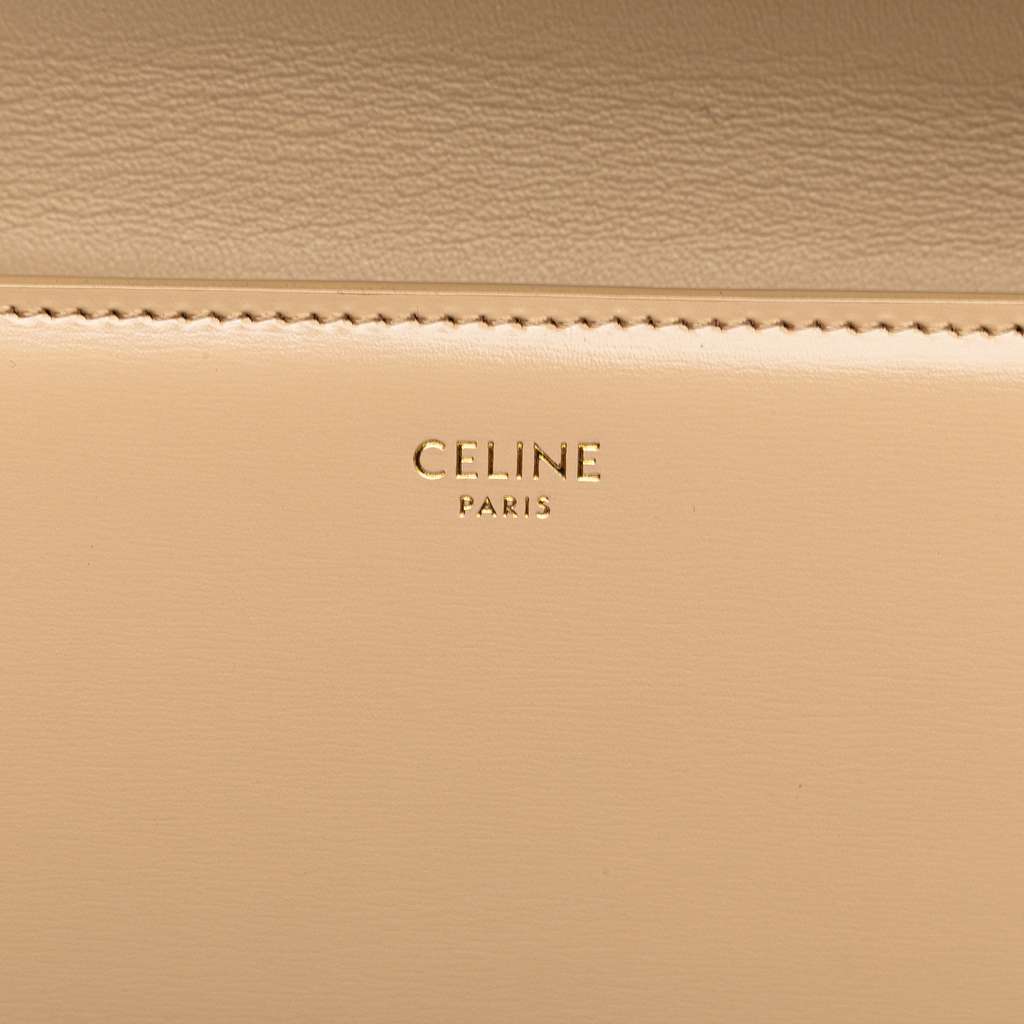 Celine Teen Shiny Calfskin Triomphe Besace Clea Chain Crossbody Brown Leather Very good - Box View