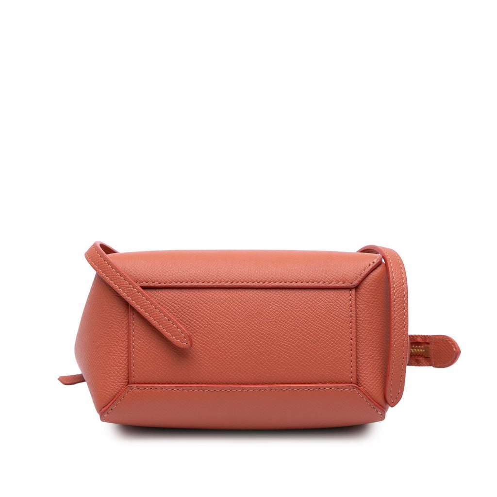 Celine Pico Grained Calfskin Belt Bag Orange Leather Good condition - Inside View