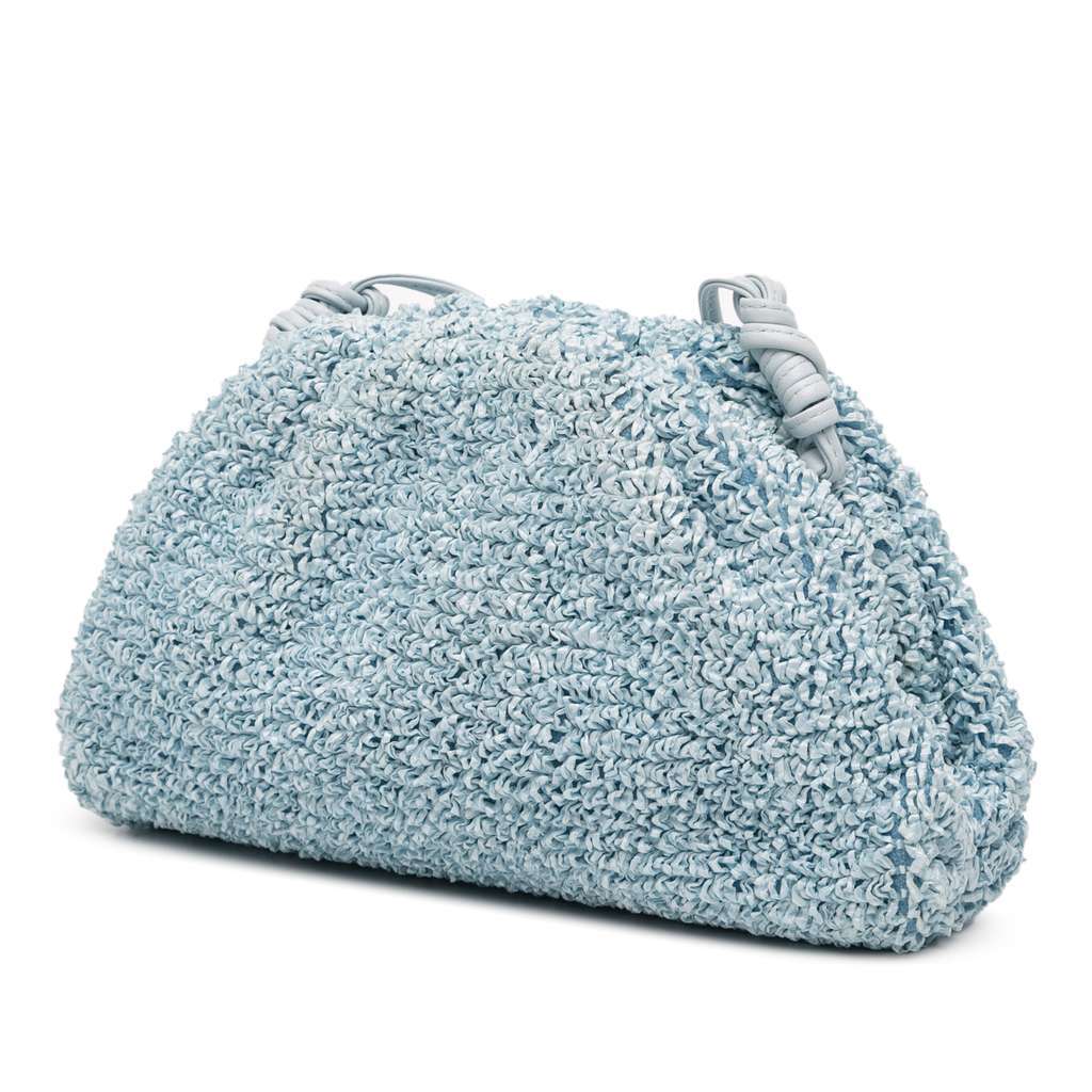 Bottega Veneta Boucle Curly Raffia The Mini Pouch Crossbody Blue Good condition - Back View