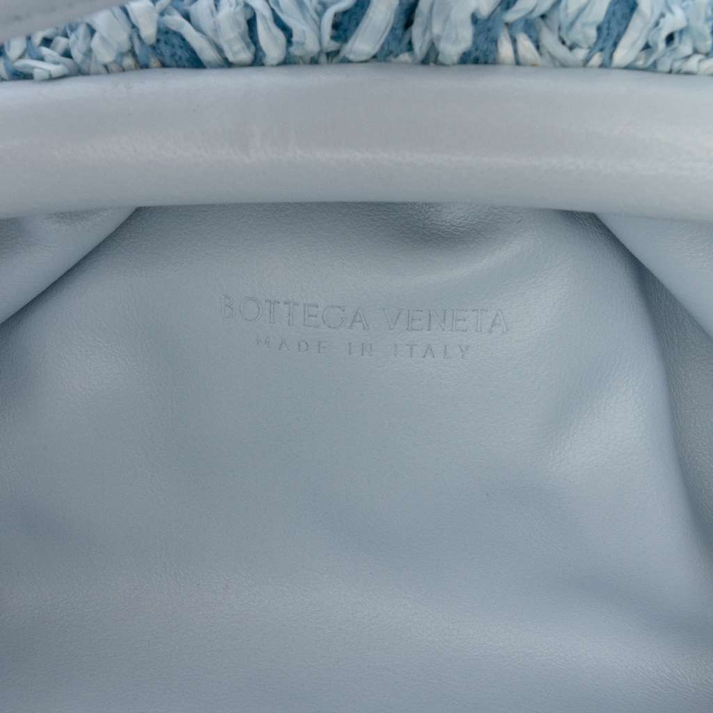 Bottega Veneta Boucle Curly Raffia The Mini Pouch Crossbody Blue Good condition - Box View