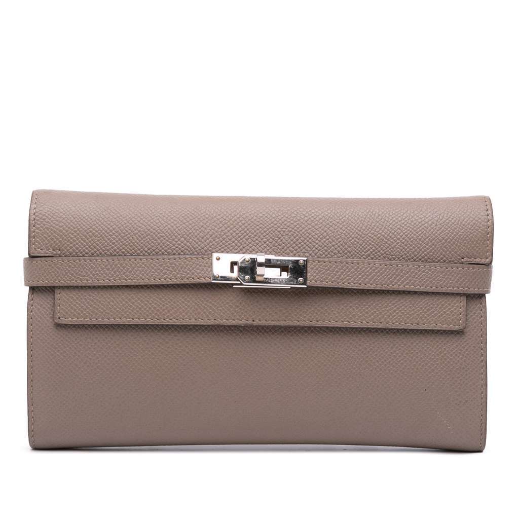 Hermès Epsom Kelly Longue Wallet Brown Leather Good condition - Front View