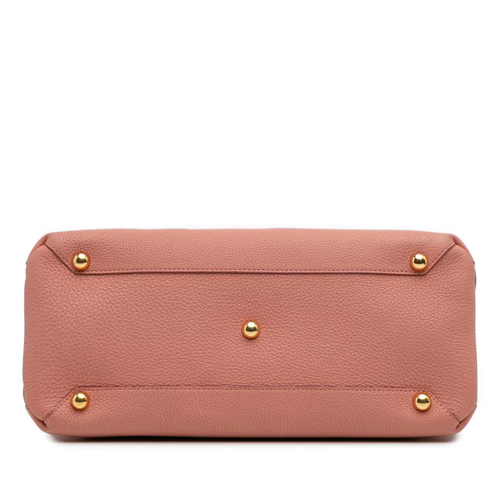 Burberry Medium Leather and House Check Banner Satchel Pink Leather Good - Back View