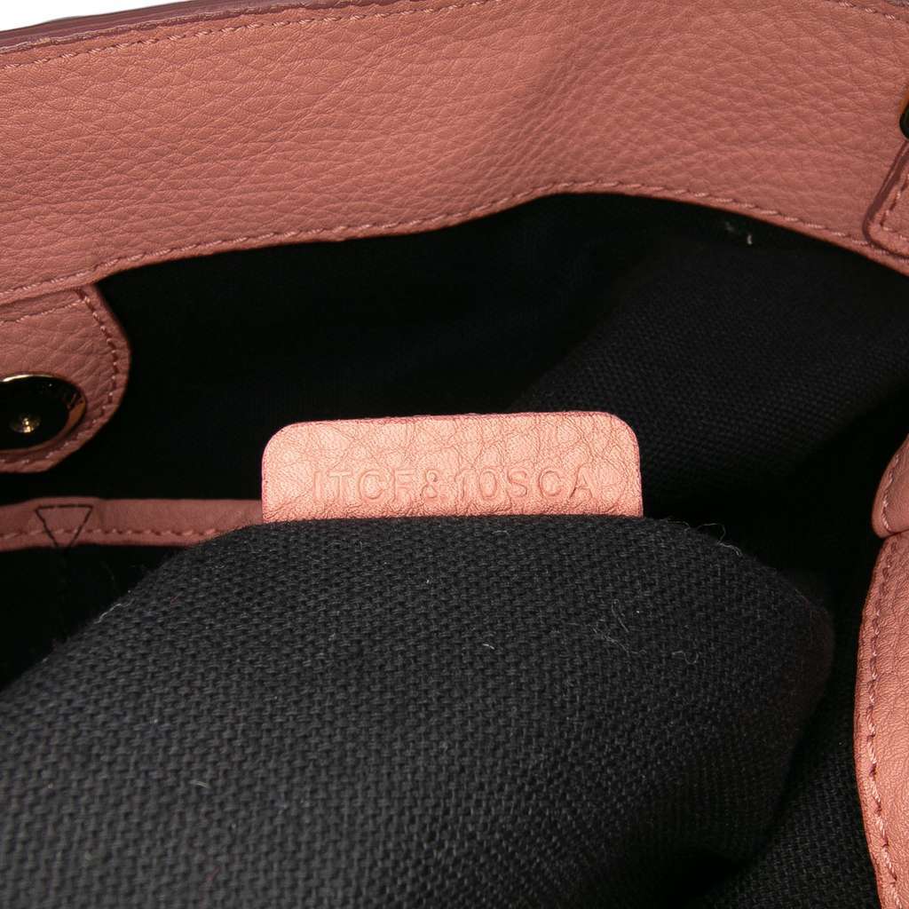 Burberry Medium Leather and House Check Banner Satchel Pink Leather Good - Model View
