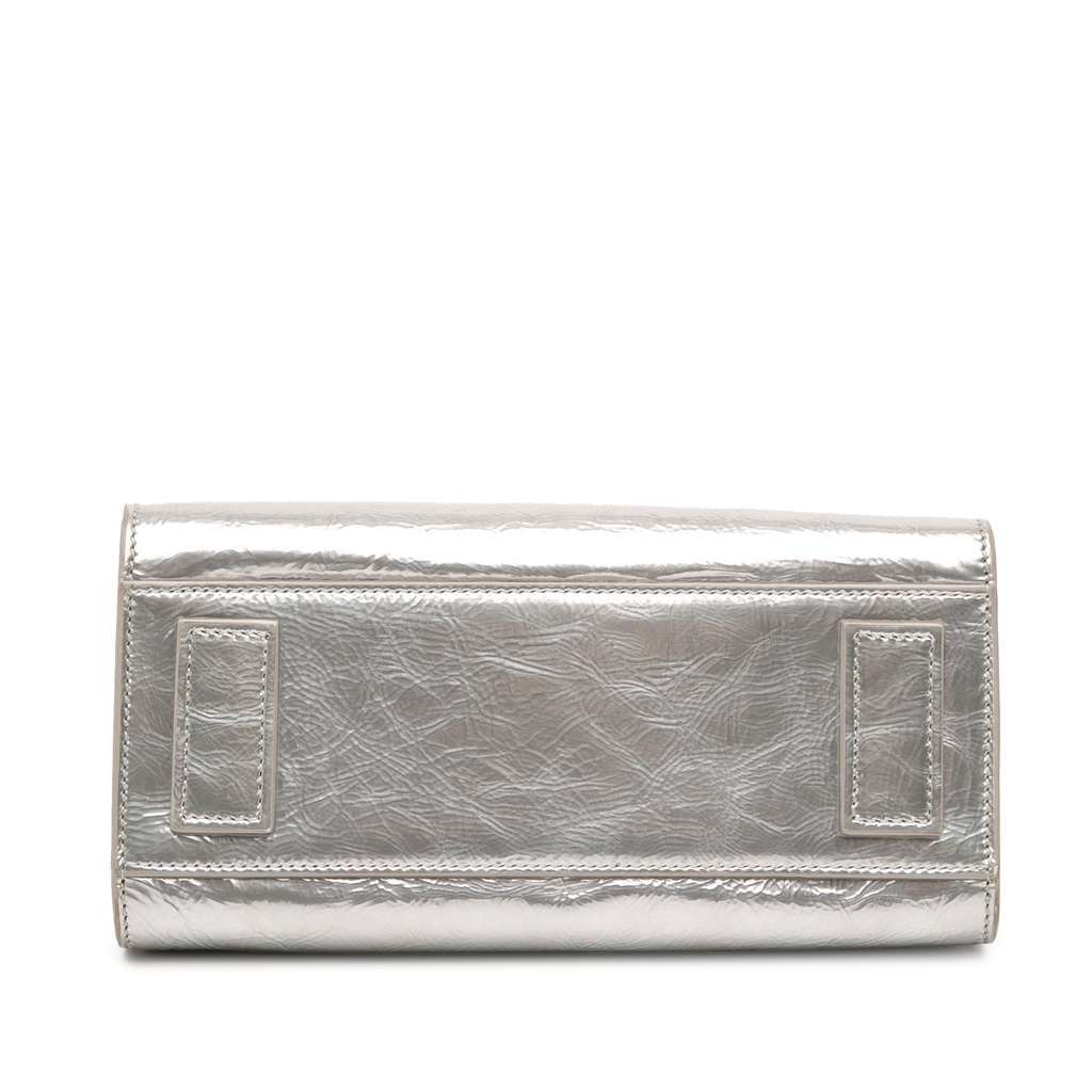 Saint Laurent Nano Metallic Crinkled Calfskin Supple Sac De Jour Satchel Silver Leather Good - Inside View