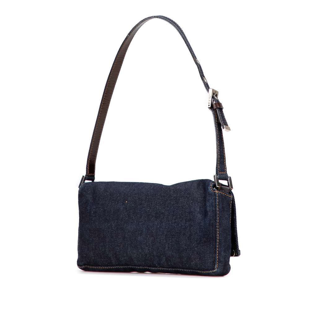 Fendi Denim Shoulder Bag Blue Denim Good - Back View