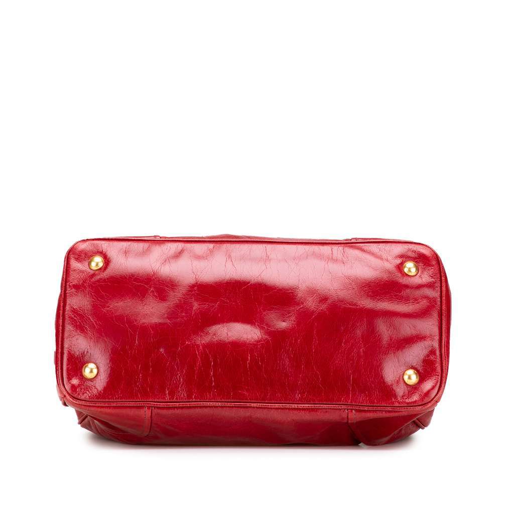 Prada Vitello Shine Satchel Red Leather Good - Inside View