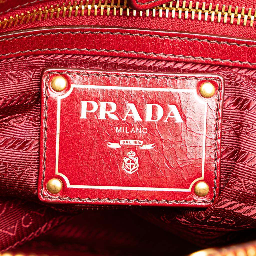 Prada Vitello Shine Satchel Red Leather Good - Box View
