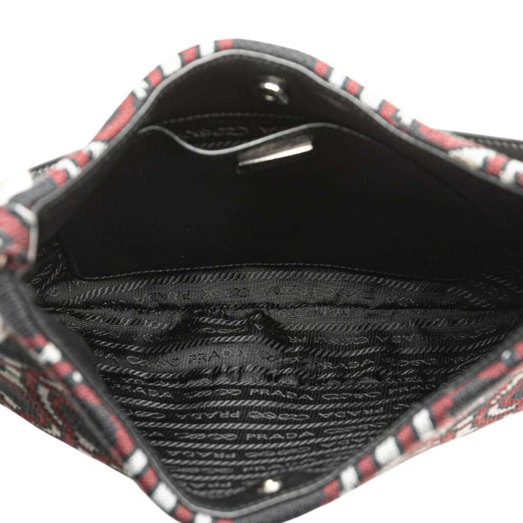 Prada Jacquard Knit Cleo Shoulder Bag Black Jacquard Very good - Model View