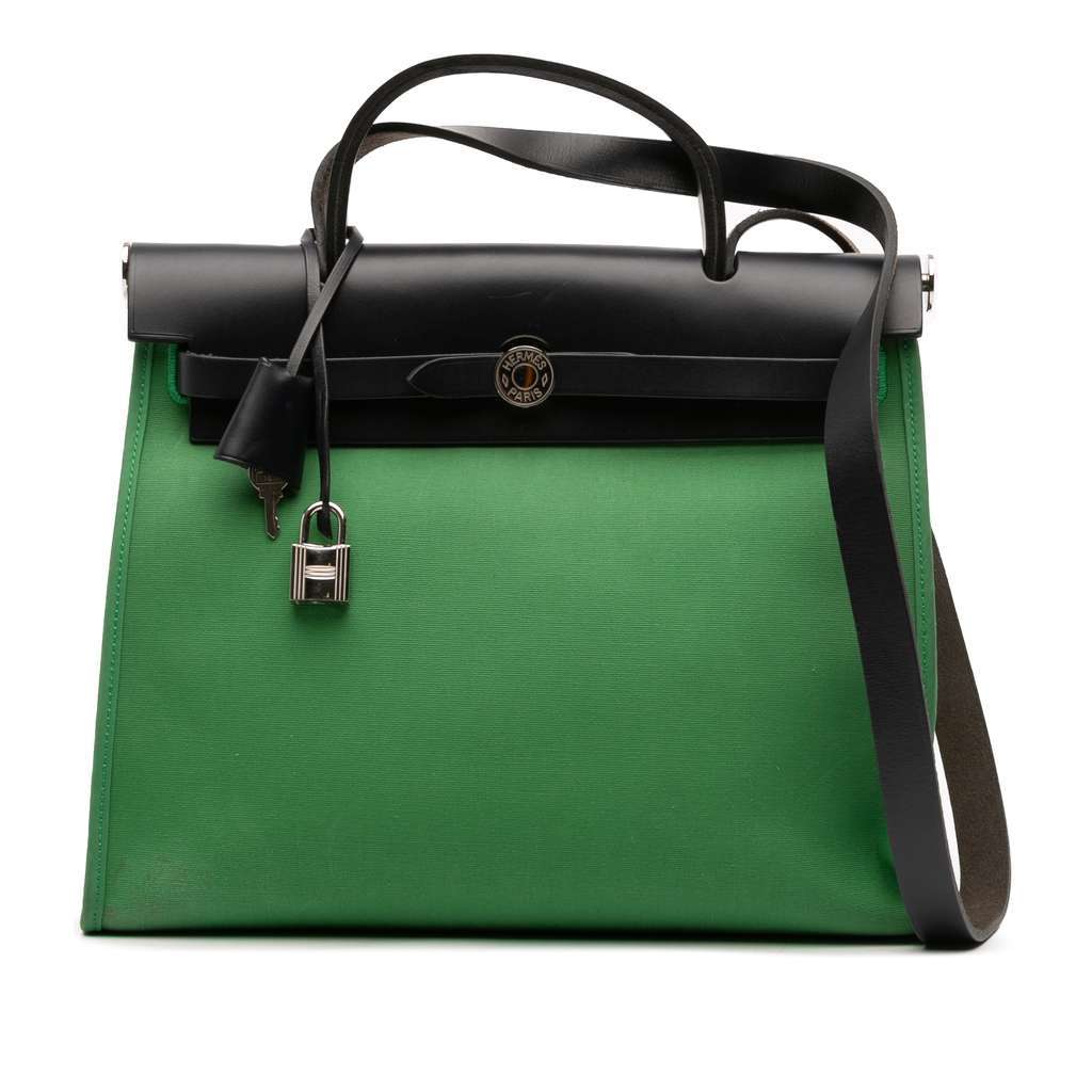 Hermès Toile Herbag Zip 31 Green Canvas Good condition - Front View