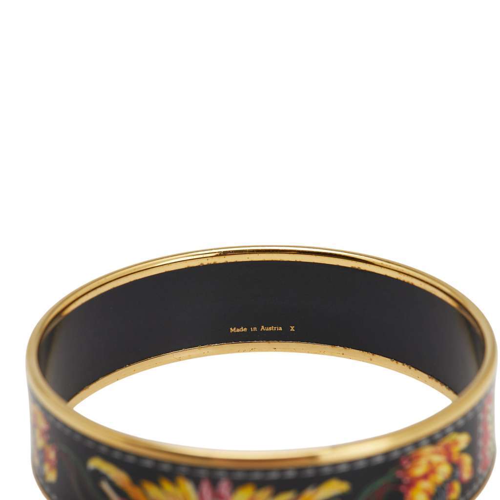 Hermès Wide Enamel Brazil Feather Bangle 70 Black Good condition - Inside View