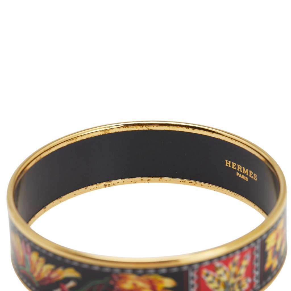 Hermès Wide Enamel Brazil Feather Bangle 70 Black Good condition - Box View