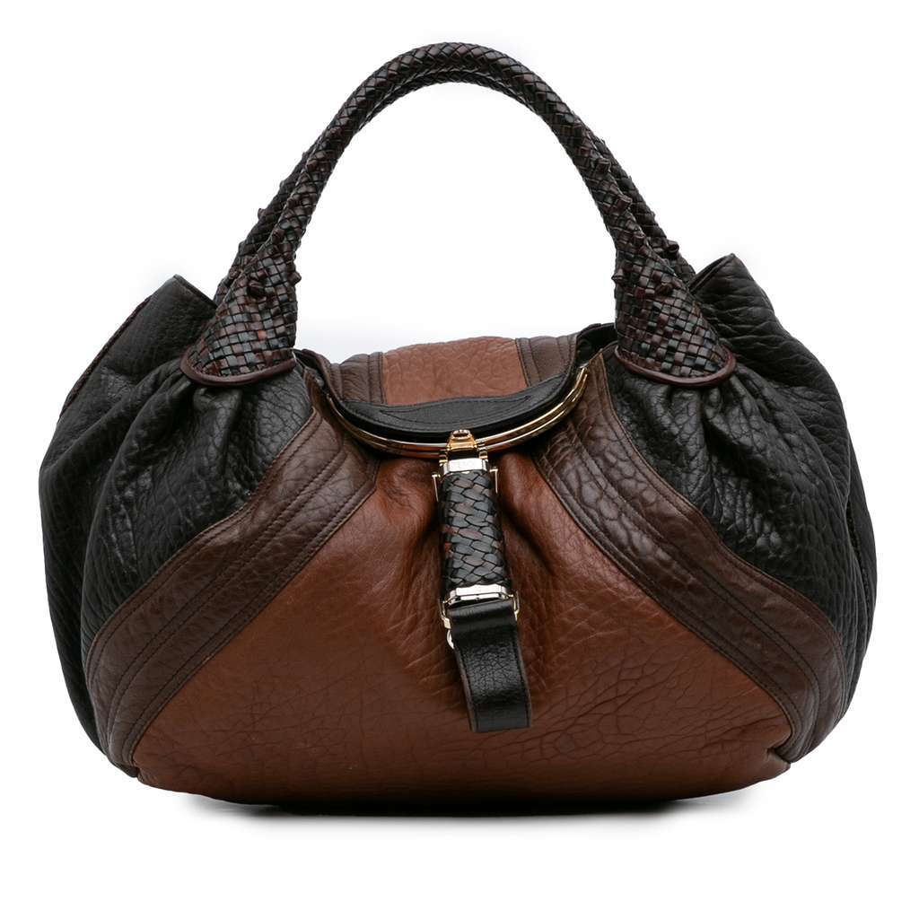 Fendi Nappa Nuvolata Spy Hobo Brown Leather Good - Front View
