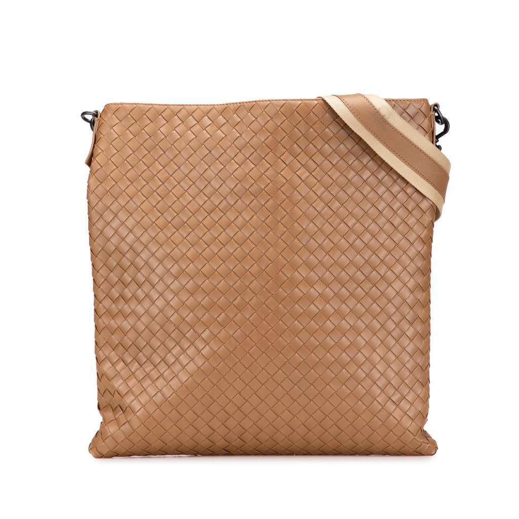 Bottega Veneta Nappa Intrecciato Crossbody Brown Leather Good - Front View