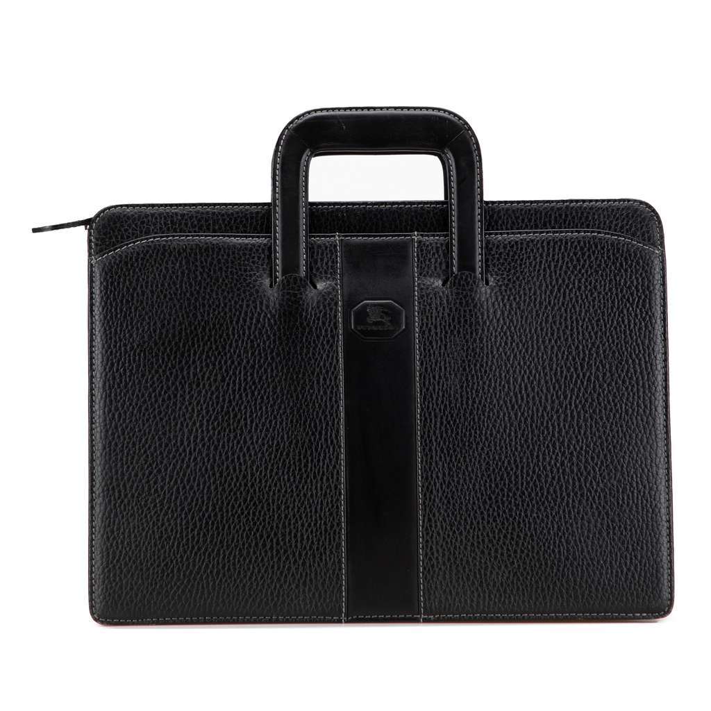 Burberry Leather Business Bag Black Leather Good condition - Front View