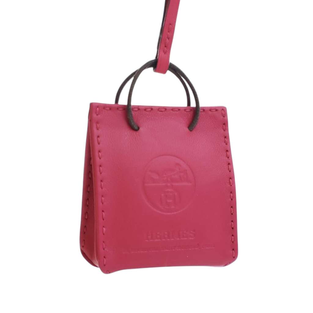 Hermès Milo Lambskin Shopping Bag Charm Pink Leather Good condition - Inside View