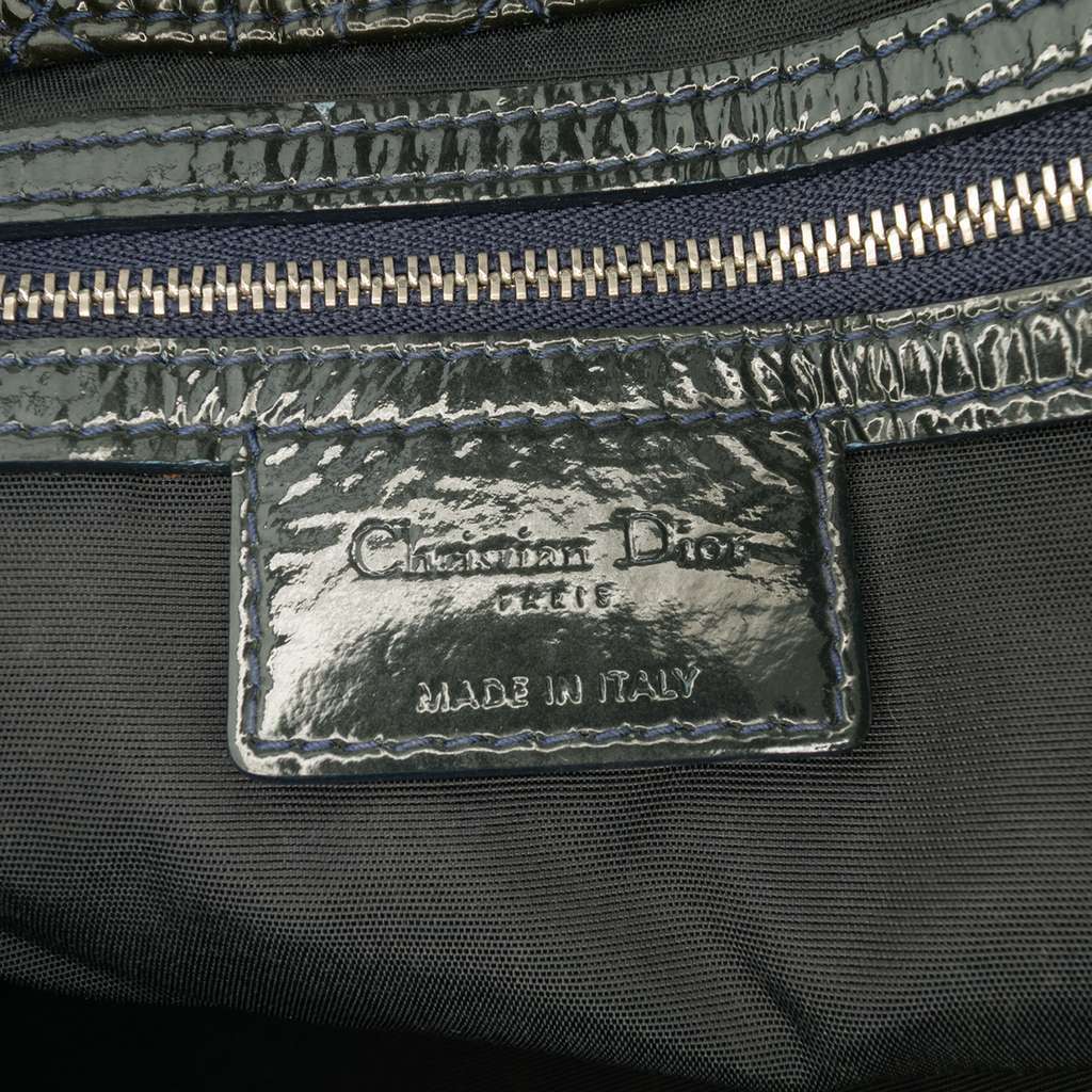 Dior Large Patent Cannage Lady Dior Soft Shopping Tote Green Leather Good condition - Box View
