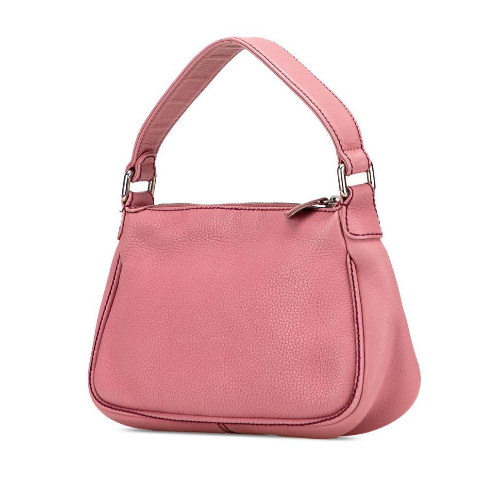 Chanel Calfskin LAX Front Pocket Shoulder Bag Pink Leather Good - Back View