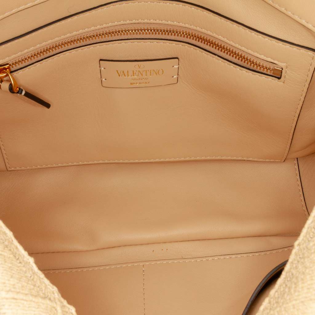 Valentino Large Raffia Roman Stud Satchel Brown Very good condition - Model View