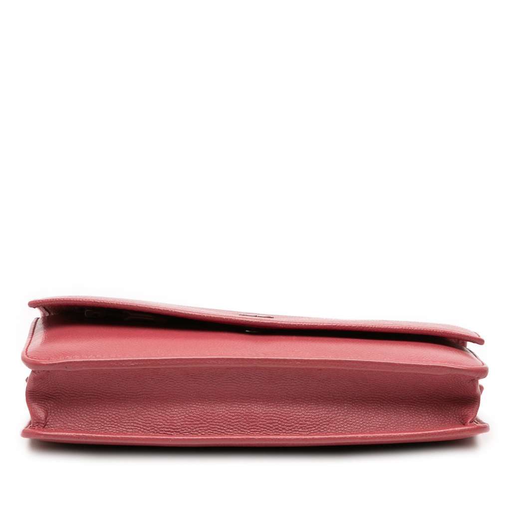 Chanel CC Caviar Sevruga Wallet On Chain Red Leather Very good - Inside View