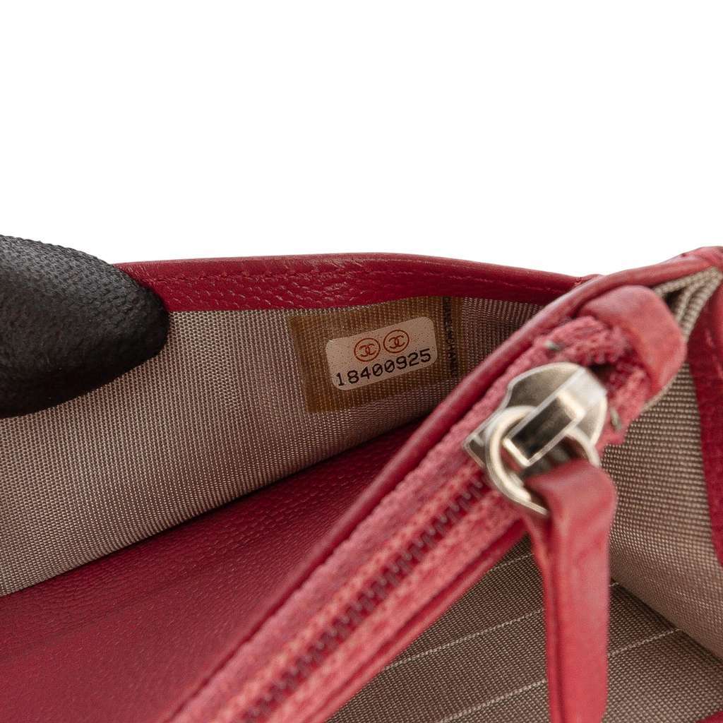 Chanel CC Caviar Sevruga Wallet On Chain Red Leather Very good - Box View