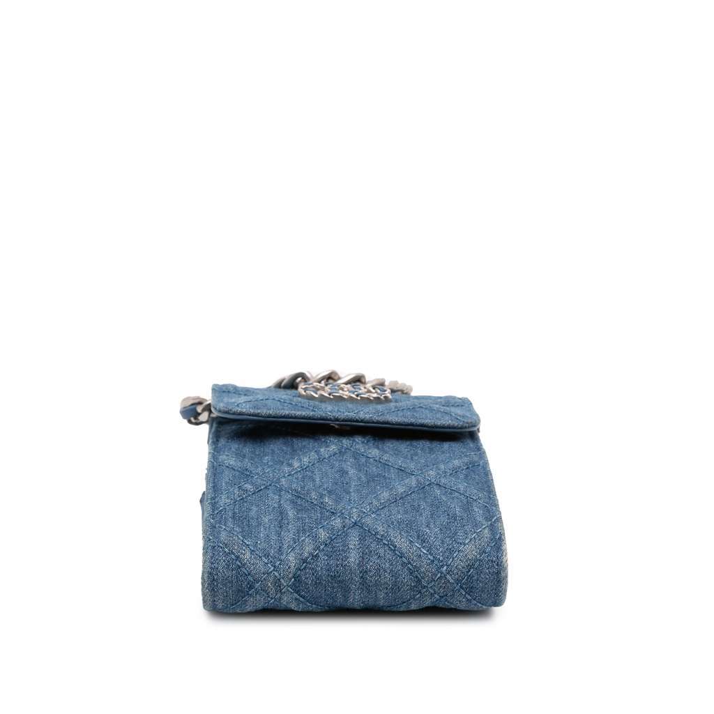 Chanel Denim 19 Phone Holder with Chain Blue Denim Good - Inside View