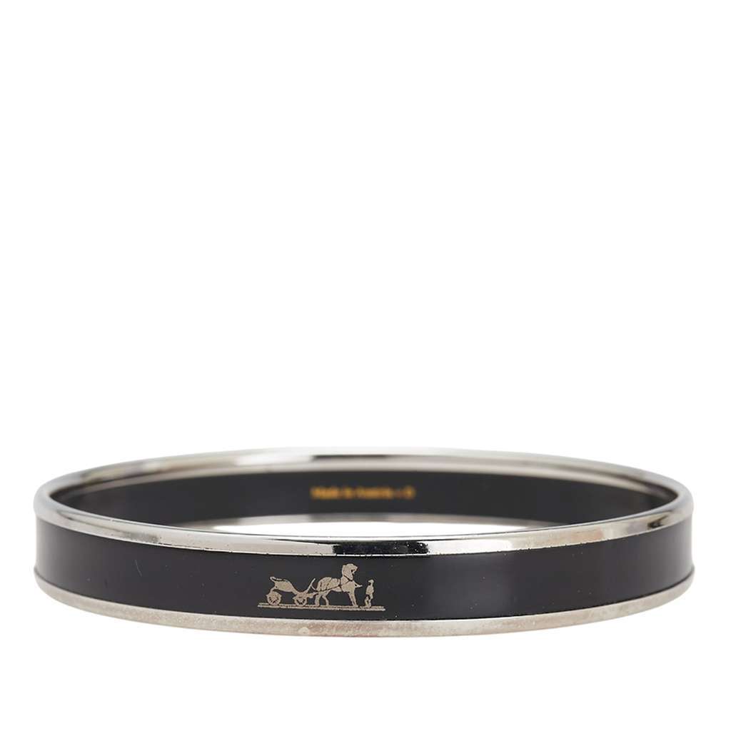 Hermès Narrow Caleche Enamel Bangle 62 Black Good condition - Inside View
