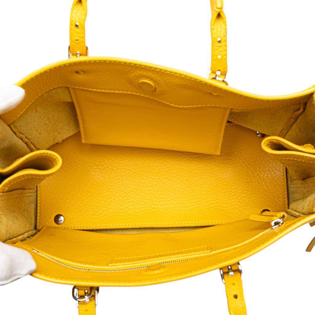 Balenciaga Veau Papier A6 Zip Around Tote Yellow Leather Good - Model View