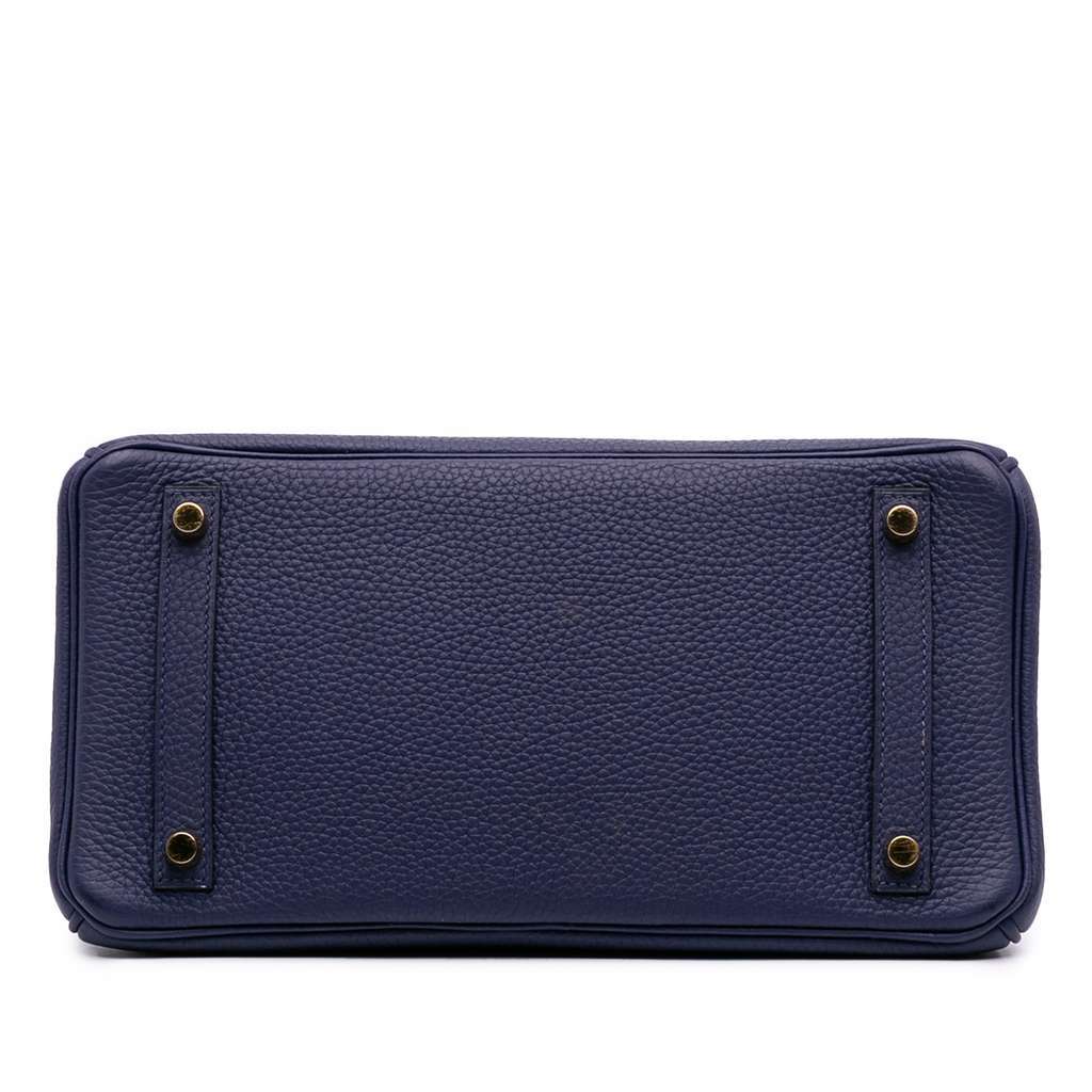 Hermès Clemence and Sombrero Verso Birkin Retourne 30 Blue Leather Good condition - Inside View