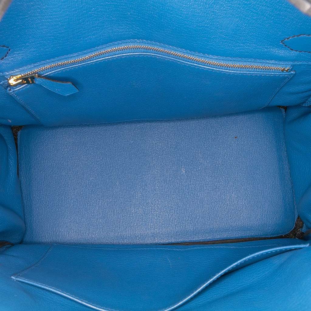 Hermès Clemence and Sombrero Verso Birkin Retourne 30 Blue Leather Good condition - Model View