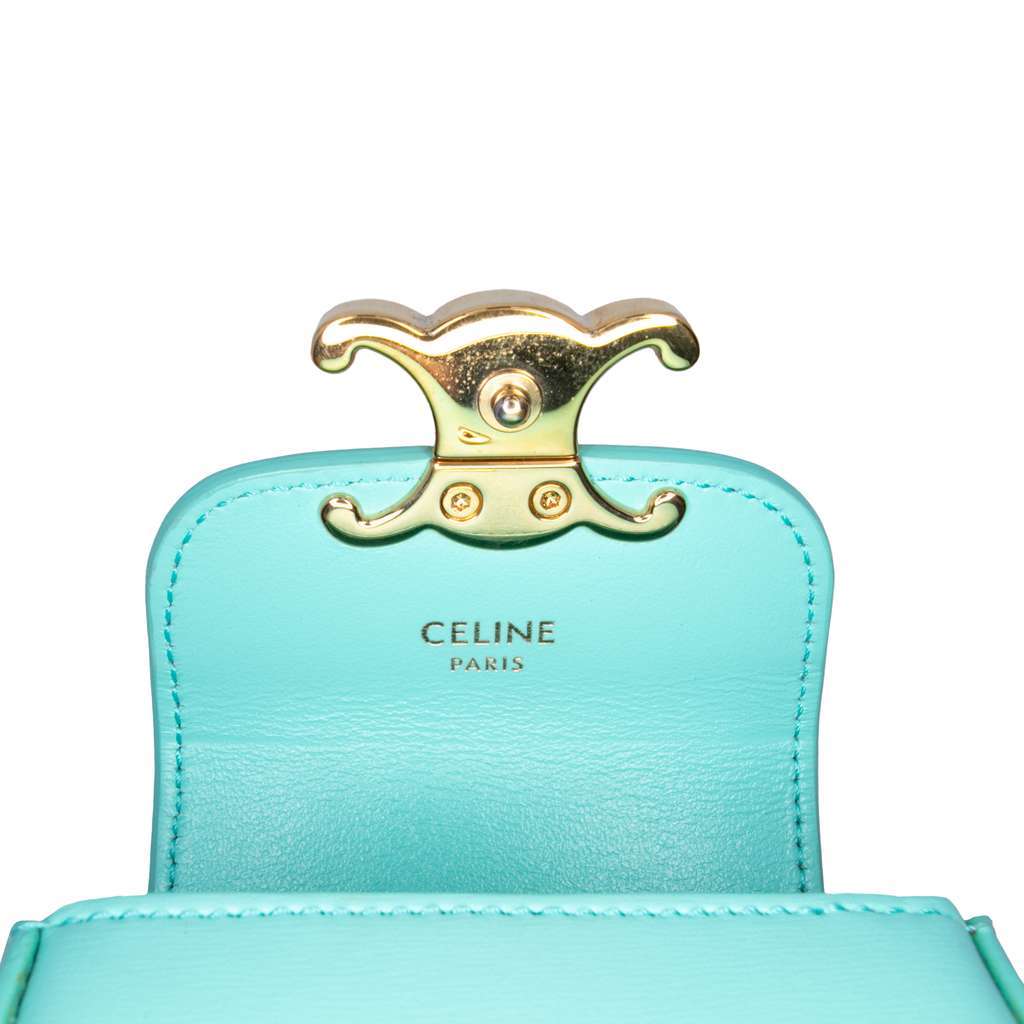 Celine Leather Triomphe AirPods Case with Strap Blue Leather Very good - Box View