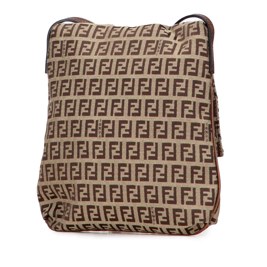 Fendi Zucchino Canvas Crossbody Brown Canvas Very good - Back View