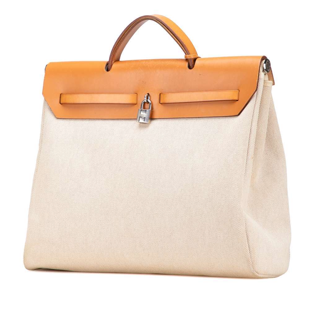 Hermès Toile Herbag Zip 39 Brown Canvas Good condition - Back View