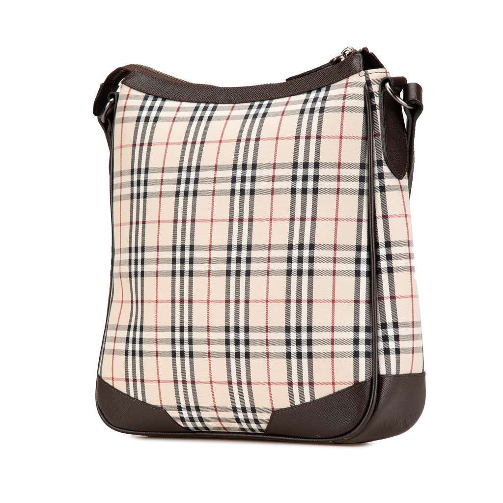 Burberry House Check Canvas Crossbody Brown Canvas Good - Back View
