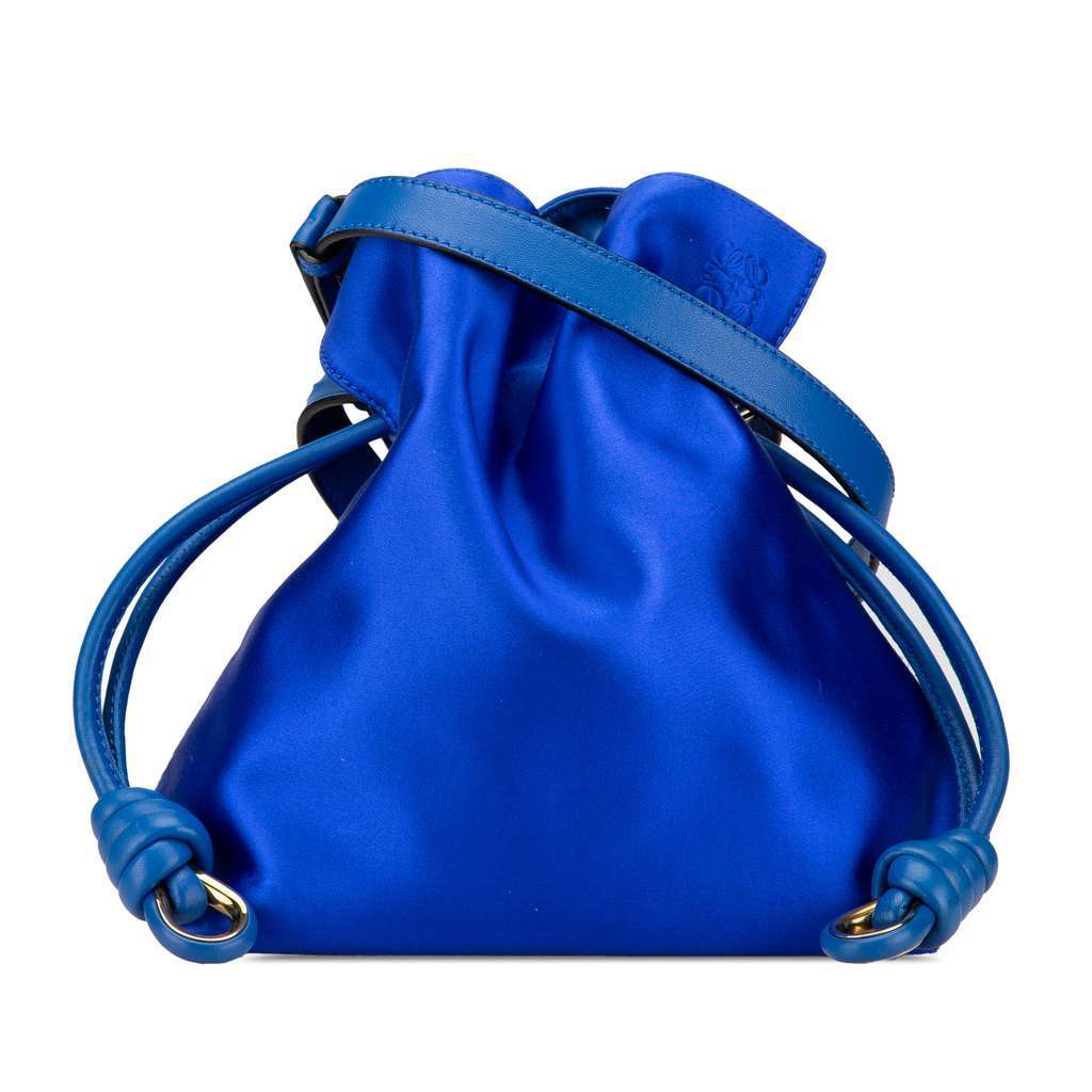 Loewe Small Satin Flamenco Knot Blue Satin Very good condition - Front View