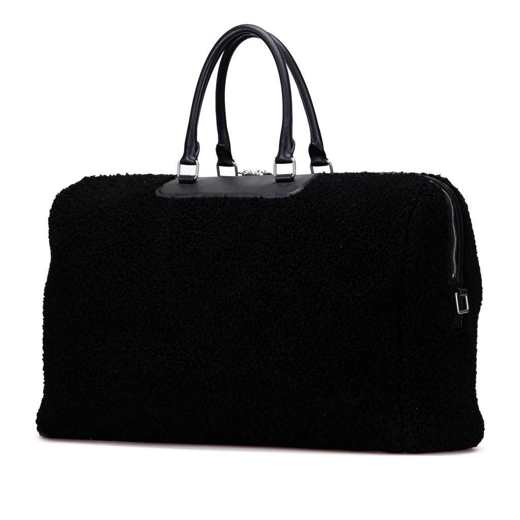 Saint Laurent Shearling Travel Bag Black Very good - Back View