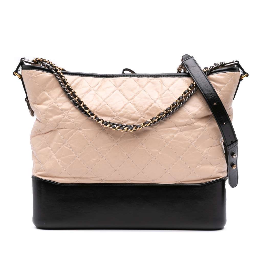 Chanel Large Aged Calfskin Gabrielle Crossbody Brown Leather Very good - Front View