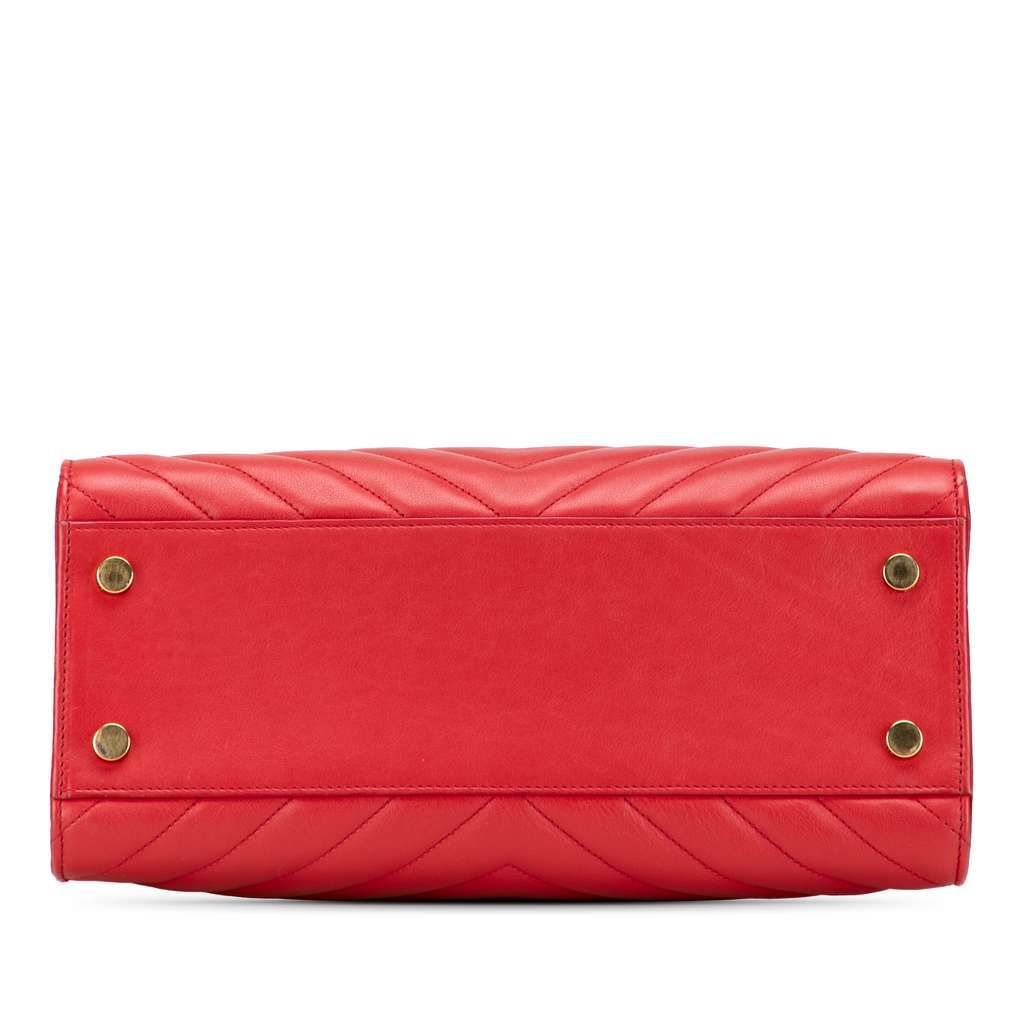 Saint Laurent Small Chevron Calfskin Monogram Cabas Satchel Red Leather Very good - Inside View