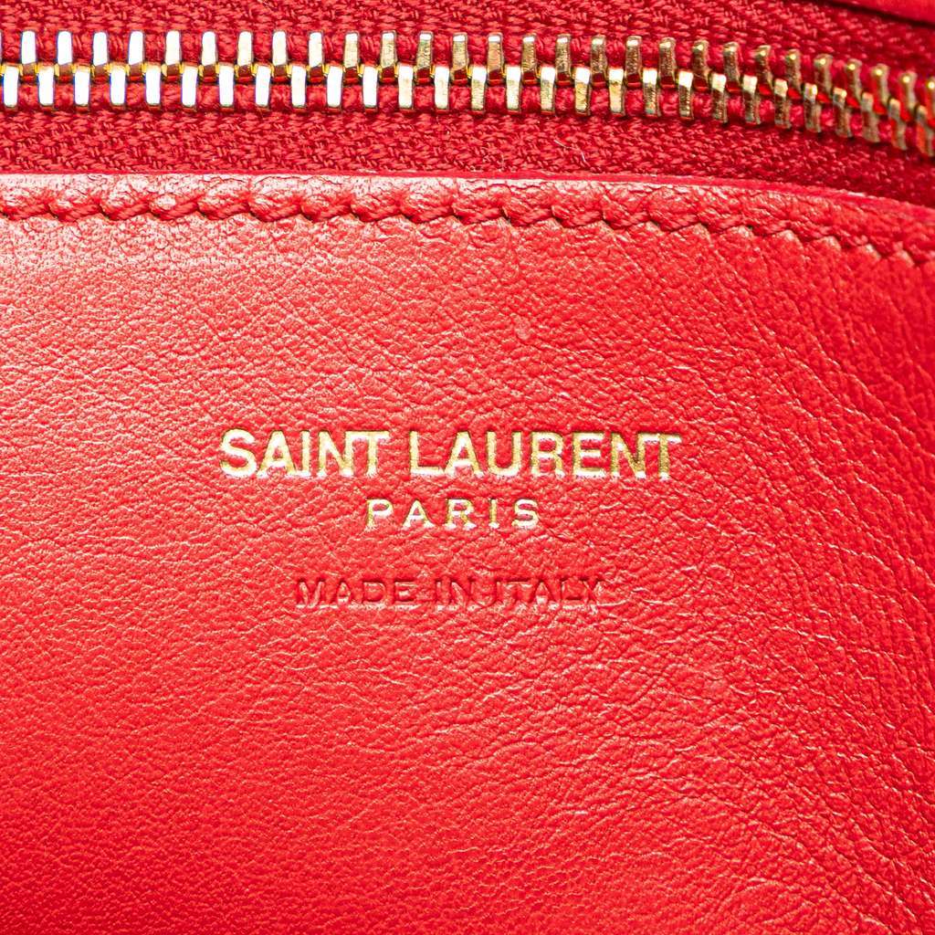 Saint Laurent Small Chevron Calfskin Monogram Cabas Satchel Red Leather Very good - Box View