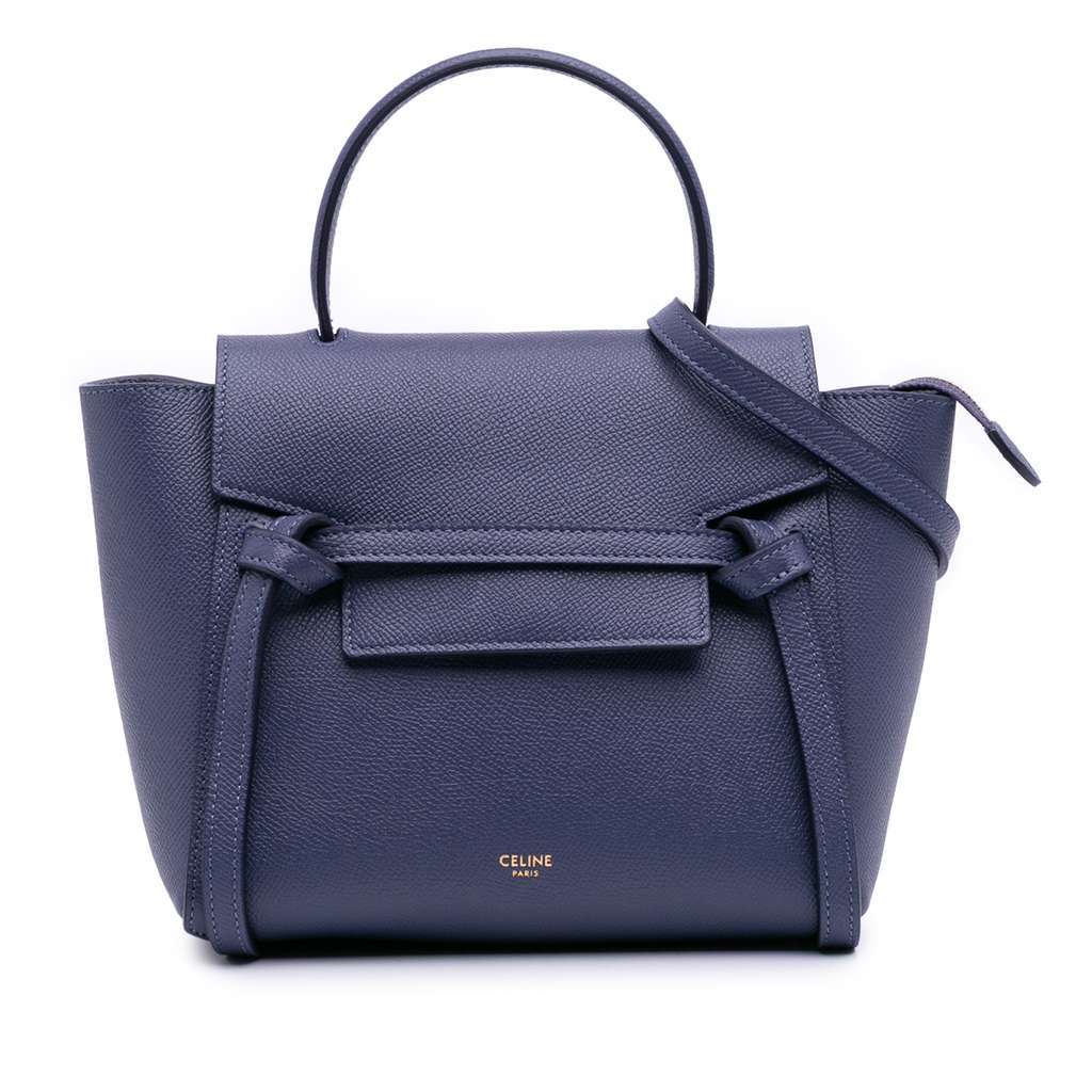 Celine Nano Grained Calfskin Belt Bag Purple Leather Good - Front View