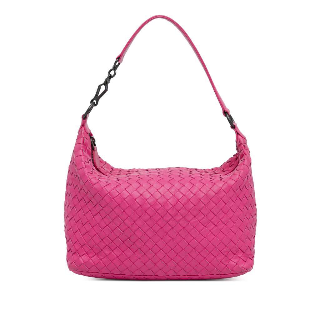 Bottega Veneta Intrecciato Shoulder Bag Pink Leather Good - Front View